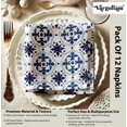 thumbnail image 4 of Vargottam Premium Cotton Muslin Napkins - Set of 12, 20-Inch Blue Geometric Print, Soft and Absorbent Cloth Napkins for Dining, Decor, Weddings, and Special Occasions - Machine Washable, Table Linens, 4 of 7