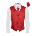 thumbnail image 2 of Men's Premium Horizontal Lines Tone on Tone Stripes Vest - NeckTie – Bow Tie - Pocket Square 4 Piece Set for Suits & Tuxedos-Many Colors, 2 of 4