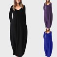 thumbnail image 1 of Gspmoly Robes pour Femmes, Robe Longue Unie Aguichant pour Femmes avec Poches, Robe à Manches Longues, Robe de Cocktail jusqu'à 65 % de Rabais, 1 of 1