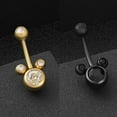 thumbnail image 2 of Racing Butterfly Temperament Jewelry Titanium Steel Mickey Diamond Inlay Navel Nail Belly Rings, 2 of 8