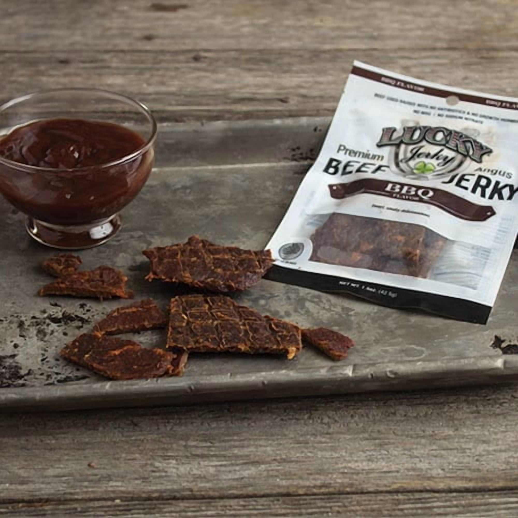 Lucky Beef Jerky BBQ Slab 1.5oz - 4 Pack High Protein Snack