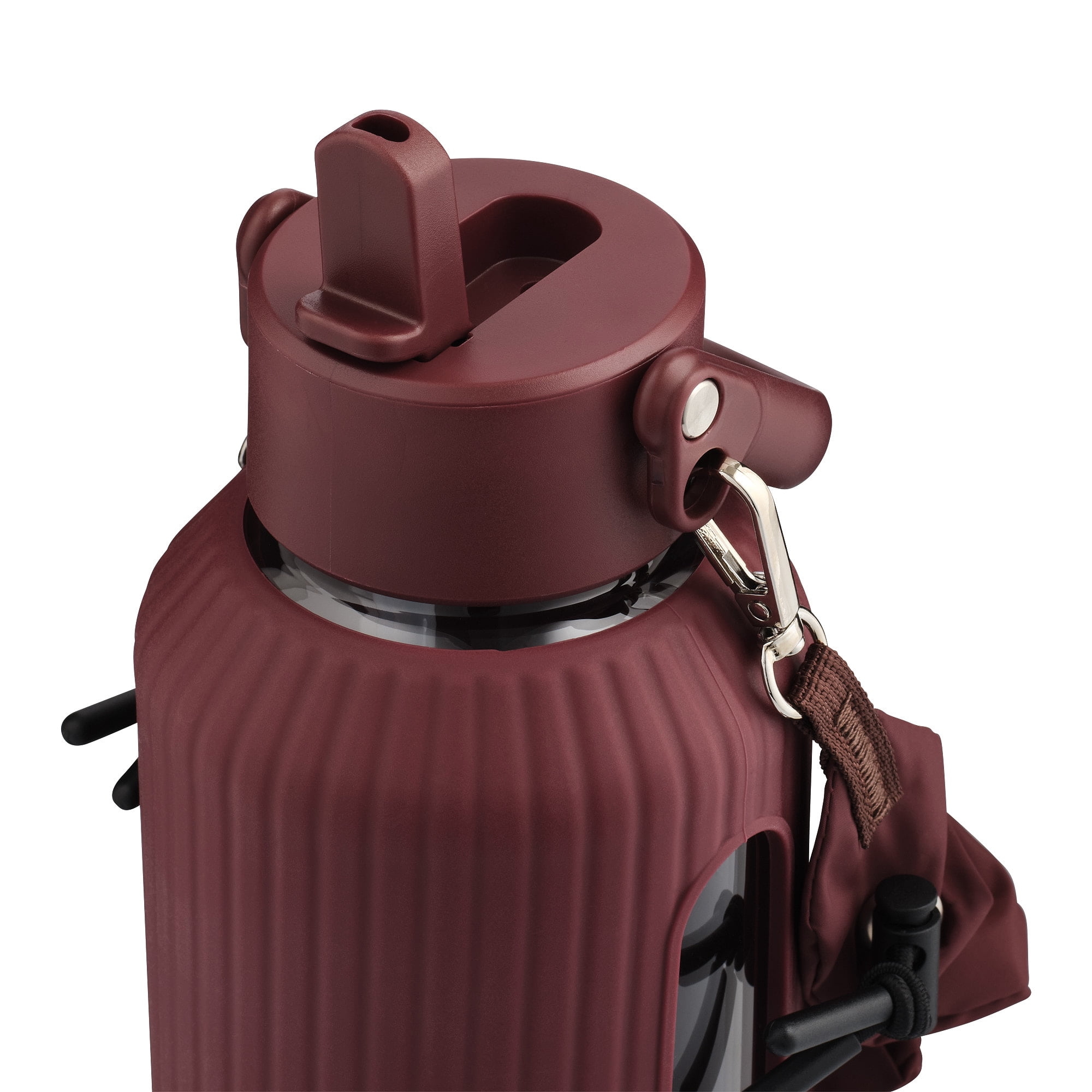 Mary Lawless Lee x TAL 32oz Glass Vista Water Bottle with Ribbed Sleeve and Strap, Oxblood