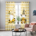 thumbnail image 4 of Gnomes Sunflowers Kitchen Curtains Window Panels, Pastoral Botanical Yellow Plaid Insulated Window Treatment Curtain, Grommet Curtains for Bedroom/Living Room/Bathroom, 2 Piece 42"Wx84"L, 4 of 8