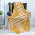 thumbnail image 4 of Letter G Soft Flannel Fleece Throw Blanket, Horizontal and Vertical Stripes with Gradient Color Zigzags Chevrons Art, Cozy Plush for Indoor and Outdoor Use, 70" x 90", Dark Yellow Eggshell, Ambesonne, 4 of 5