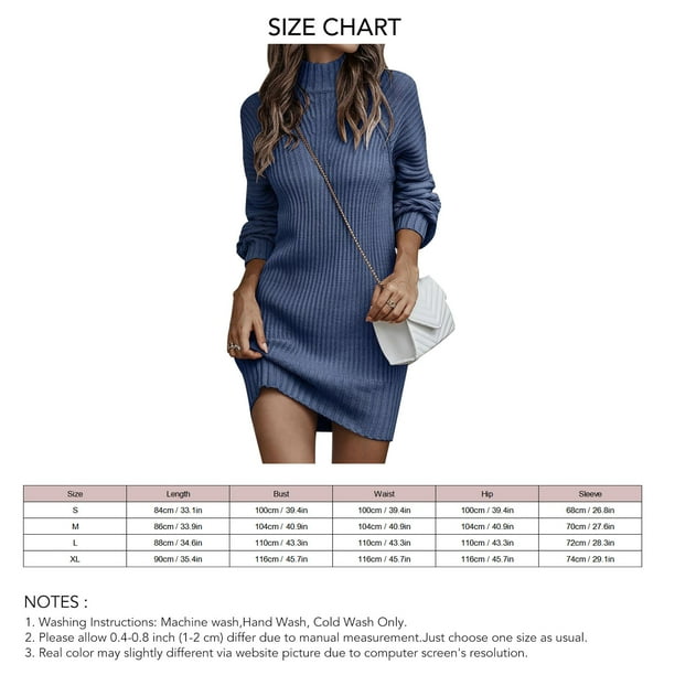 Vestido suéter de cuello alto, vestido suéter ajustado, vestido