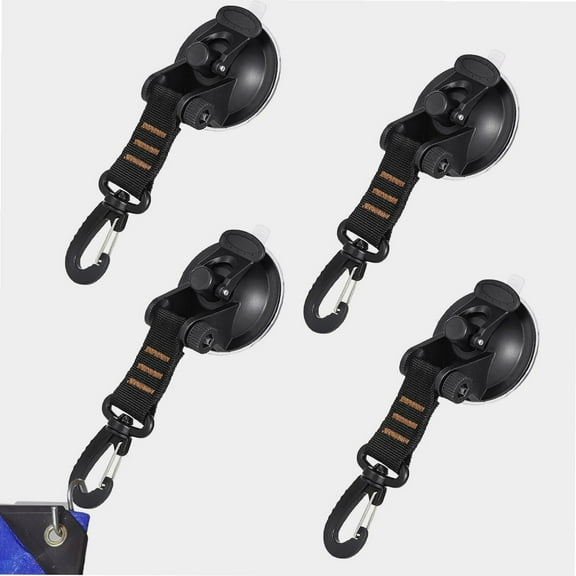 4 Pcs Heavy Duty Suction Cup with Straps D Ring, Strong Suction Cups Hooks, Suction Cups Clips for Glass, Multipurpose Camping Suction Cups for Outdoor Car Side Awning Boat Camping Tarp