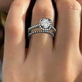 thumbnail image 6 of love heart shaped ring set for her and him silver couple rings stacking women anniversary/wedding/promise jewelry Women Ring Rhinestone Men Jewelry Rings Alloy Gift Finger Couples #01 Black,6, 6 of 7