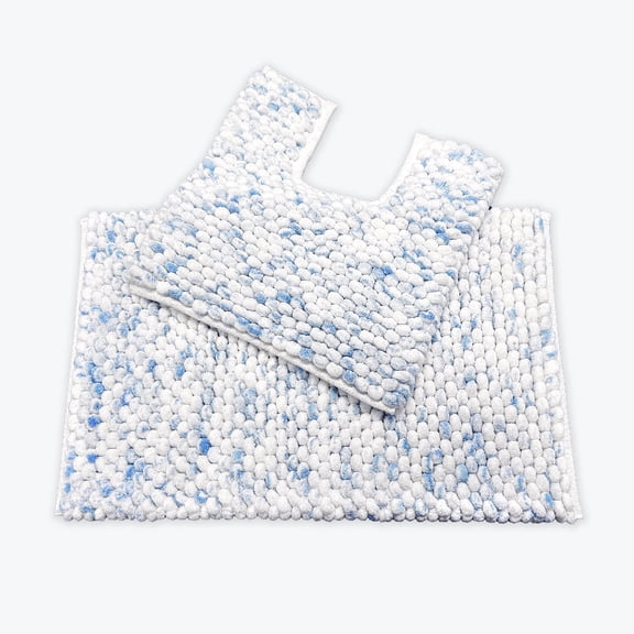 Marble Chunky Bobble Bath Mat and Pedestal Mat Set