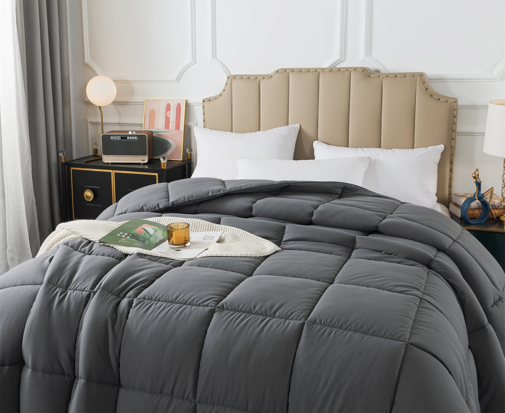 IGI Twin Comforter, Gray | All Season Hotel Down Alternative Duvet Insert, Adult, Unisex, 64x88in
