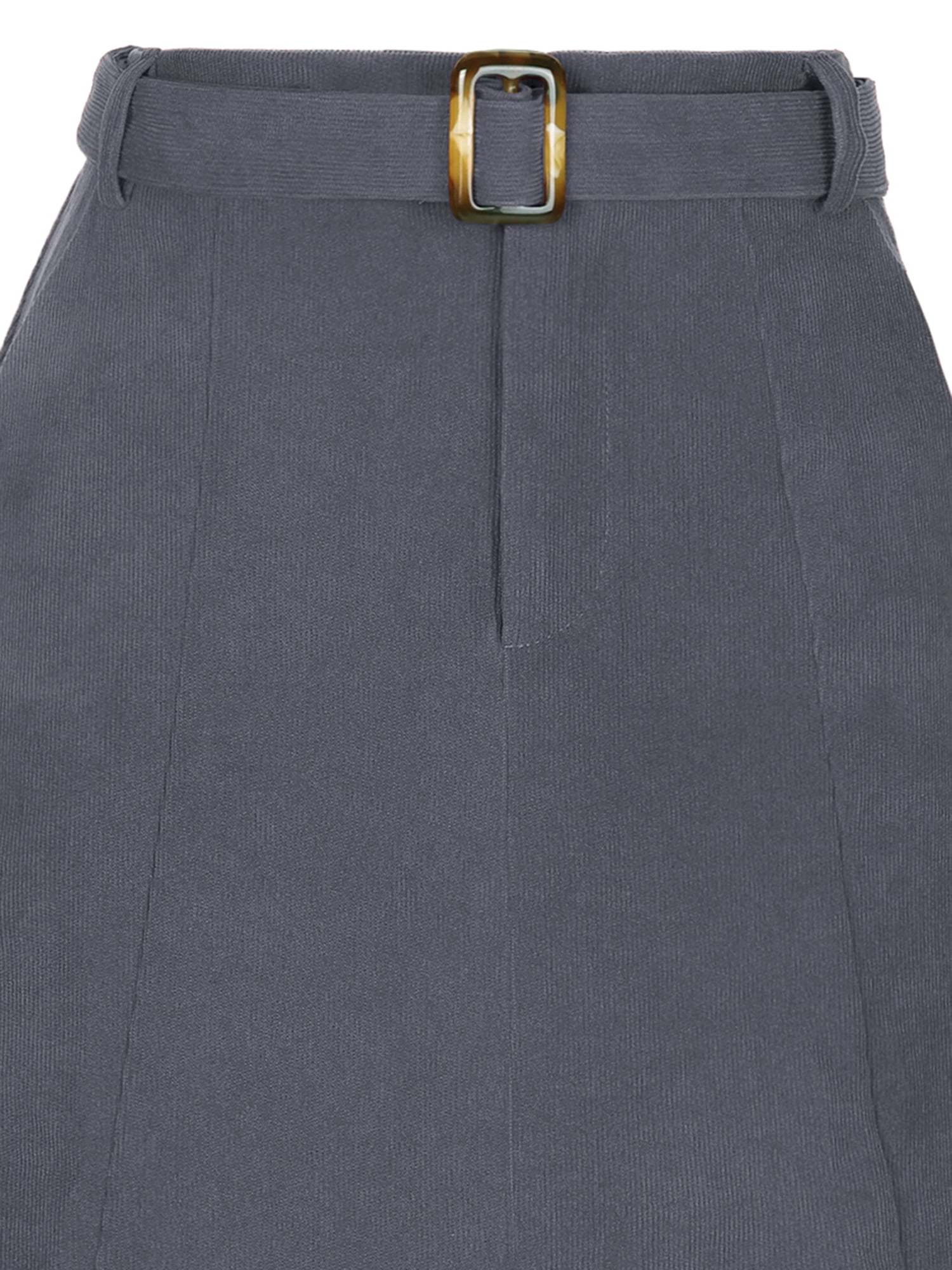 DARING DIVA Women's A-Line Belted Fall Midi Corduroy Skirt L Dark Grey