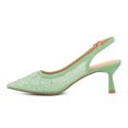 thumbnail image 2 of XYD XYD Women Pointy Toe Slingback Pumps Rhinestones Studded Mesh Low Heels Party Evening Shoes Size 6.5 Green, 2 of 4