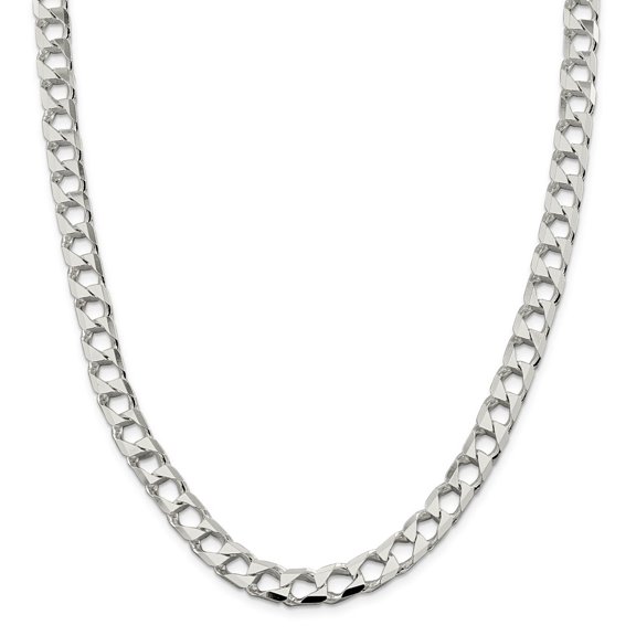 White Sterling Silver chain Curb Men's 20 in 8.6 mm