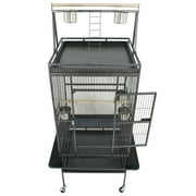 HomGarden 68-inch 2in1 Large Iron Bird Cage Play Top W/Rolling Stand for Small Medium Parrot Pet Black