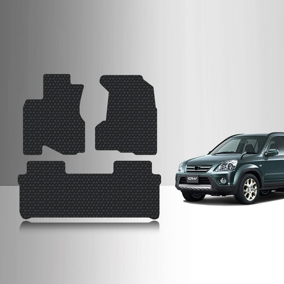 ToughPRO Front   2nd Row Mats Compatible with Honda CRV 2003 - All Weather Heavy Duty (Made in USA) Black Rubber