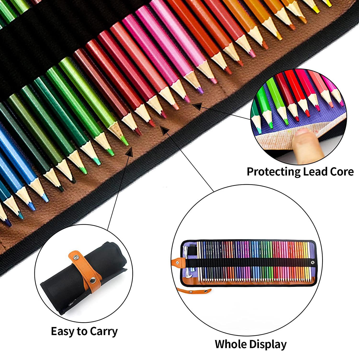 50/72 Colored Oil Based Colored Pencils Set, with Canvas Roll-Up Case - Perfect for Adult Coloring, Drawing, Sketching, and Crafting