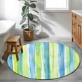 thumbnail image 3 of Abstract Art Round Rugs for Living Room 3ft Blue Green Line Stripes Gradient Modern Art Non Slip Circle Rug Washable Low-Profile Indoor Carpet for Bedroom, Dining Room, Bathroom, 3 of 9