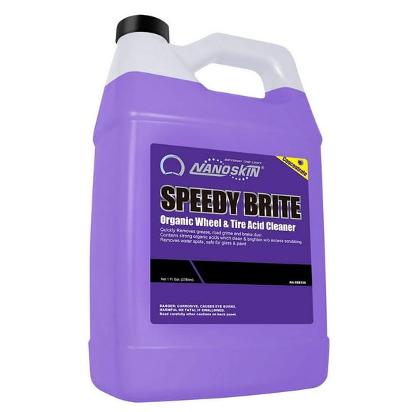 Nanoskin SPEEDY BRITE Professional Wheel & Tire Acid Cleaner 1 Gallon - Works w/Wheel Brush & Tire Brush | Car Wash Wheel Cleaning Spray For Car Detailing | Melt Away Rust, Brake Dust, Road Grime