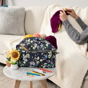 PAVILIA Yarn Bag Knitting Crochet Bag Organizer, Yarn Bags For Crocheting On The Go, Yarn Storage Project Bag for Crochet Knitting Accessories, Gifts For Crocheter Knitter, Grey Floral