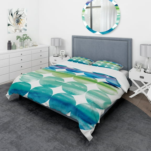 Designart 'Circle Abstract Blue Colorfields I' Geometric Duvet Cover Set