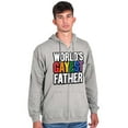 thumbnail image 4 of Worlds Gayest Father Queer Parent Men's Big & Tall Graphic Zip Up Hoodie Brisco Brands 4X, 4 of 5