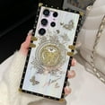 thumbnail image 6 of for Samsung Galaxy A16 Kickstand Case, Glitter Luxury Woman Girly Cute Butterfly Ring Holder Foldable Stand Shockproof Floral Pattern Golden Plated Soft TPU Flexible Cover for A16 5G, White, 6 of 14