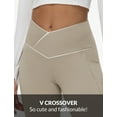 thumbnail image 3 of BALEAF Women's Petite Flare Leggings Tummy Control Crossover High Waisted Yoga Pants with Pockets Work Casual 27" Beige XXL, 3 of 6