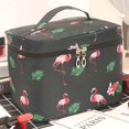 thumbnail image 1 of Flamingo Black Bolsa de maquillaje para mujer, organizador de almacenamiento grande de belleza cosmética, 1 of 1