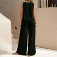 thumbnail image 6 of Yuzhih Women's Two Piece Outfits Crew Neck Sleeveless Tank Top with Wide Leg Pants Lounge Matching Sets, 6 of 7