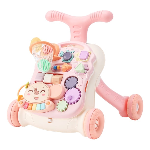 Juguete Andadera Para Bebe Interactiva Portátil Plegable 2 en 1 Color Rosa