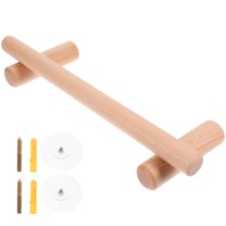 WRITWAA 1Pack Wooden Towel Rack for Wall Khaki Simple Design No Punch Installation for Bathroom Kitchen Home Use