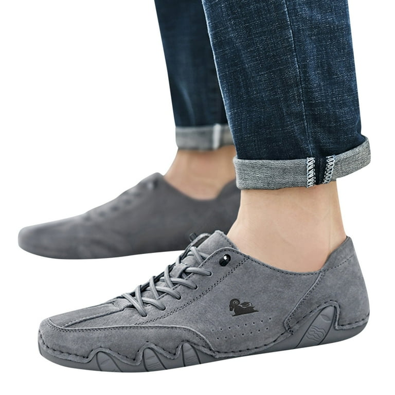 VMESZQFG Men Leather Athletic Shoes Stylish And Durable Sports Sneakers Casual Shoes Mens Walking Hiking Shoes Grey Walmart
