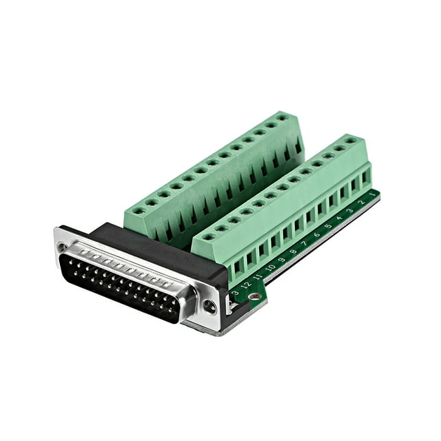 Conector de placa de desagüe D-sub DB25 de 2 filas, adaptador de bloque de terminales sin soldadura con tornillos de pulgar