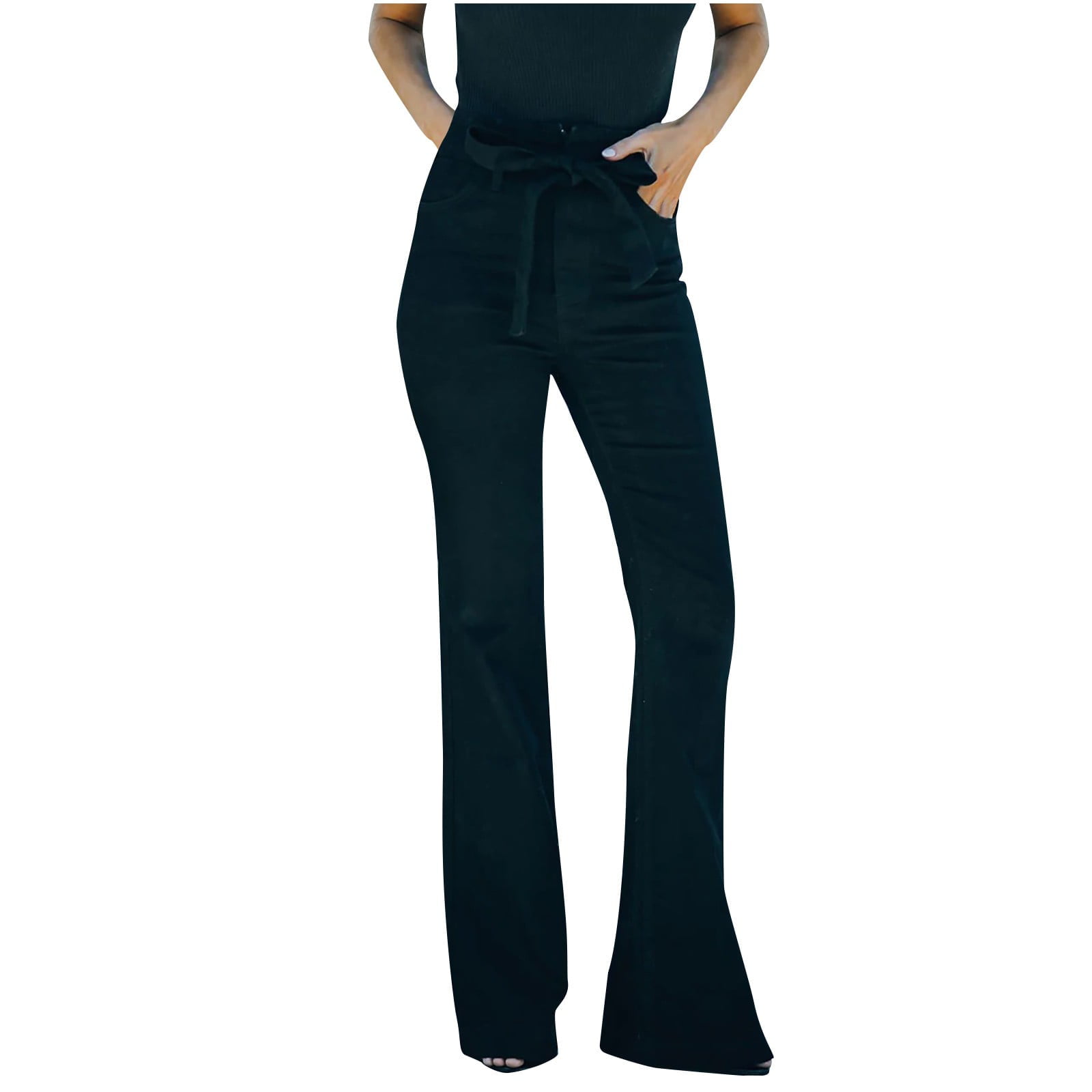 Bigersell Girls Flare Pants Full Length Ladies Spring And Fall Lace-Up Jeans  And Trousers Slim Fit Slim Women Ladies Jean Leggings 