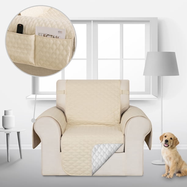 Deconovo Funda de sofá resistente al agua, 1 unidad, beige, 53 cm de ancho x 190 cm de largo, protector de muebles para mascotas y niños