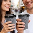 thumbnail image 5 of Lamosi 12 oz Paper Cups with Lids,Disposable Insulated to Go Cups,Ripple Double Wall,Grey 100 Count, 5 of 10