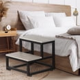 thumbnail image 3 of 2 Step Stool for Adults Kids, Heavy Duty Sturdy Steel Frame with Wooden Steps, Bedside Foot Stool with 500lbs Load Capacity, Non-Slip Step Stool for High Bed, Kitchen, RV Step - Rustic Brown, 3 of 9