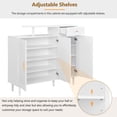 thumbnail image 4 of Elegant Shoe Cabinet with Arched Doors and Drawer, Wooden Shoe Storage Cabinet, Storage Sideboard with Adjustable Shelves and Solid Wood Legs for Entryway, Living Room, White, 4 of 9