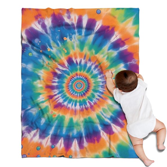 Rainbow Tie Dye Mandala Pattern Blanket,Comfortable Soft Flannel Throw Blanket,All Season,Warm Lightweight Blankets for Sofa Bed Couch Living Room Chair,30"x40"