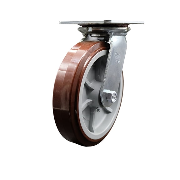 8 Inch Heavy Duty Top Plate Polyurethane Swivel Caster with Ball Bearing SCC