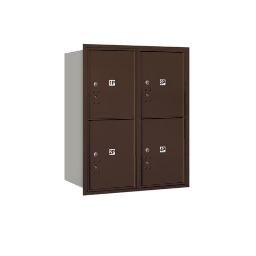 Salsbury Industries Recessed Private Aluminum 4 Unit 4C Horizontal Parcel Locker