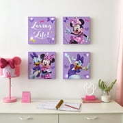 Disney Minnie Mouse Children's Pink 4 Pack Canvas Wall Art