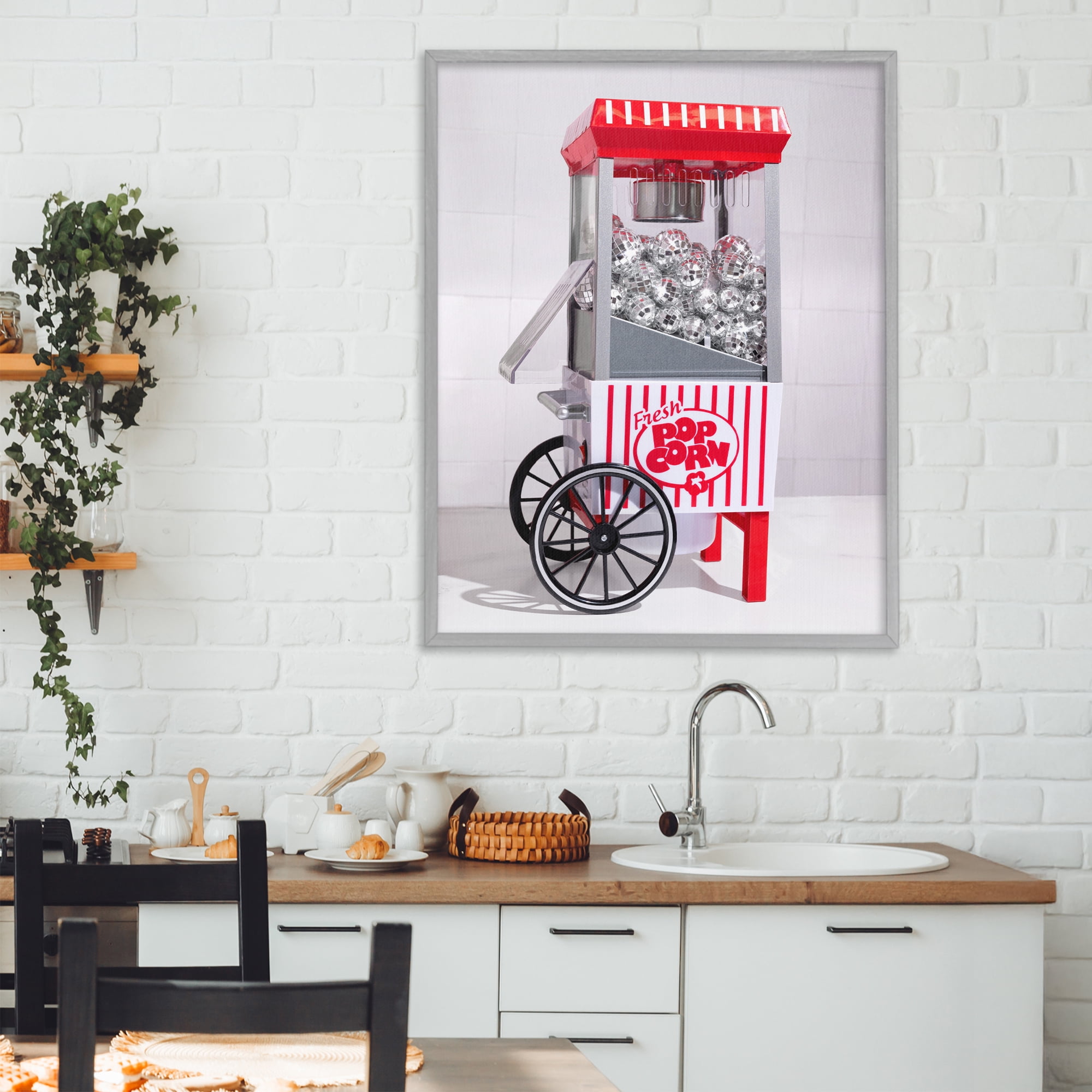 Stupell Industries Fun Disco Popcorn Machine Gray Framed Giclee Art, design by LISH Creative