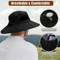 thumbnail image 6 of HOMEYA Wide Brim Sun Hat for Men & Women, Waterproof UV Protection Bucket Bonnie Cap Fishing Hiking Beach Garden, Black, 6 of 9