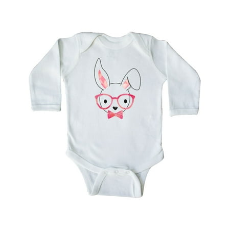 

Inktastic Cute Hipster Bunny Pink Gift Baby Boy or Baby Girl Long Sleeve Bodysuit