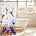 thumbnail image 3 of Erosebridal Lovely Hummingbird Shower Curtain 72Wx72L,Kawaii Wildlife Bathroom Curtain,White Blue, 3 of 5