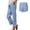Light Blue, variant on Ludearly Linen Pants for Women Beach Summer Plus Size Elastic Waist Straight Leg Crop Button Casual Trousers with Pockets