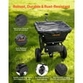 thumbnail image 5 of 9.8 ft Tow Behind Broadcast Spreader 85 lbs Hopper 10 Inch All Terrain Tires Adjustable Flow Control for Lawn Seed Fertilizer Ice Melt, 5 of 7