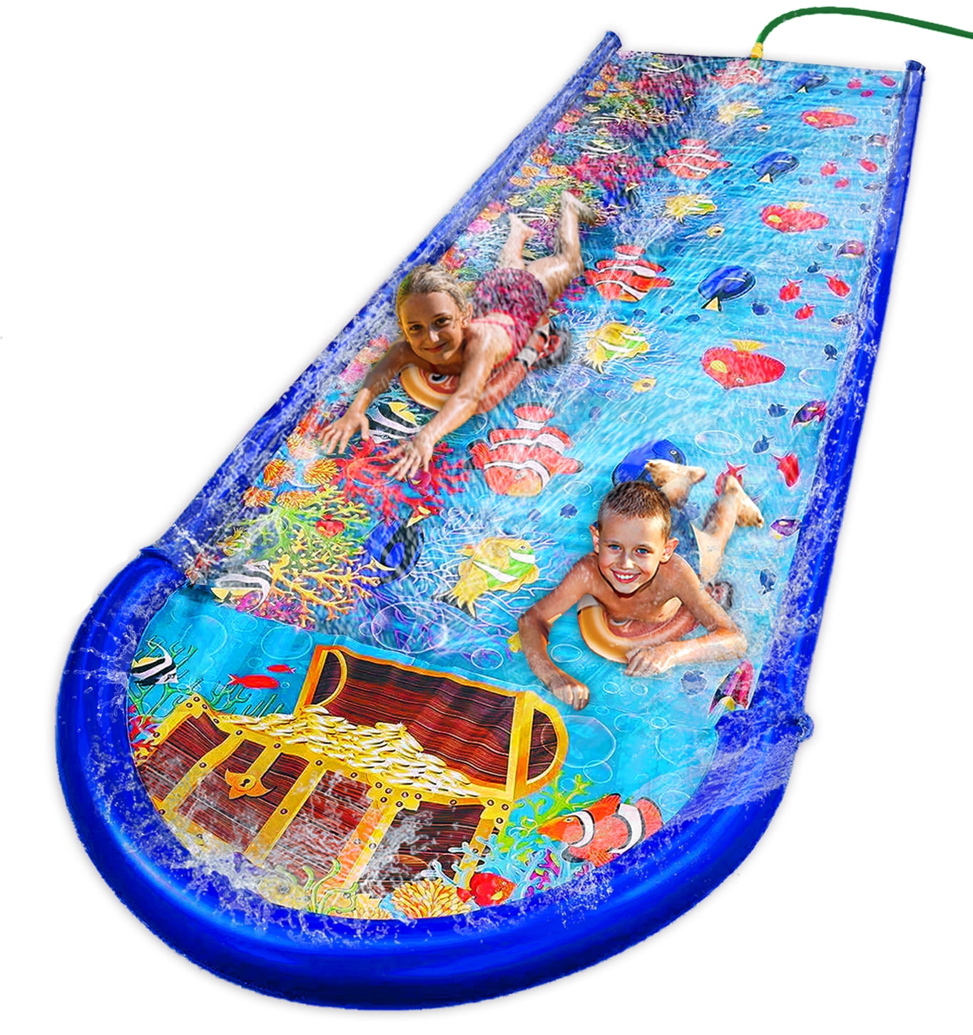 StarGo 18 ft x 5 ft Undersea Dual Slip and Slide with Splash Pad for Kids and Adults Outdoor Water Toy