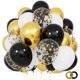 thumbnail image 1 of Globos de fiesta KUULBELA, 68 unidades, oro blanco y negro con confeti, 1 of 5