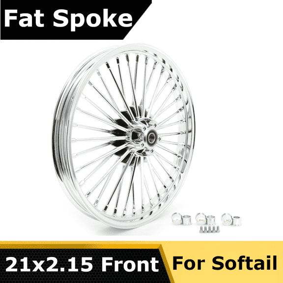 21x2.15 Fat Spoke Front Wheel Rim for Harley Dyna Street Bob FXDB Wide Glide FXDWG Low Rider FXDL Fat Bob FXDF 2008-2017 2009 2010 2011 2012 2013 2014 2015 2016 with 36 Fat King Spokes